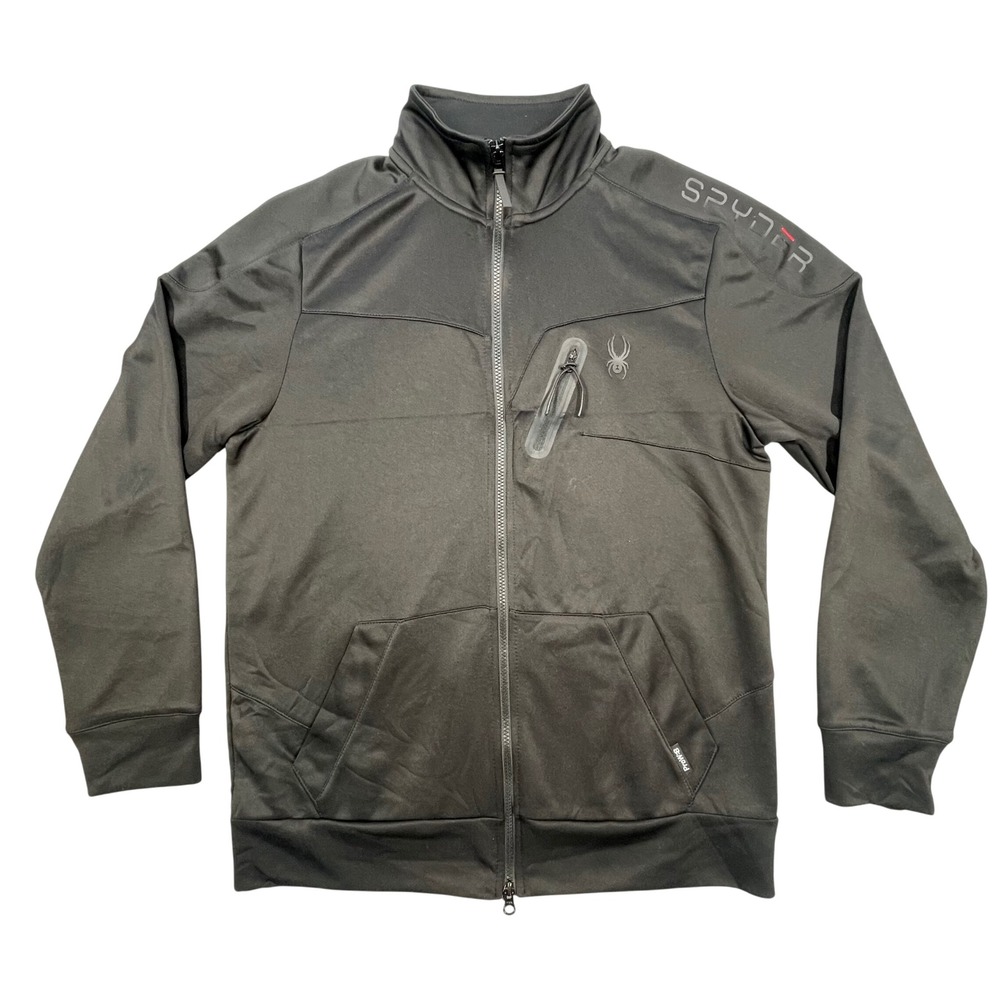Spyder Black ProWEB Full Zip Mock Neck Track Jacket Mens Large